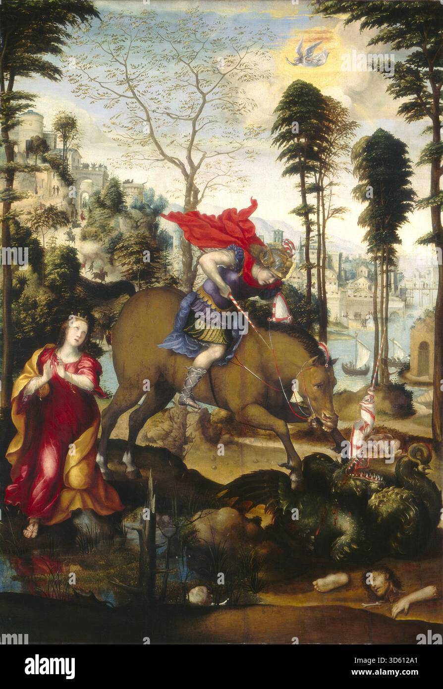 Probably Slaying A painting by Sodoma, probably from 1518, depicting Saint George ...