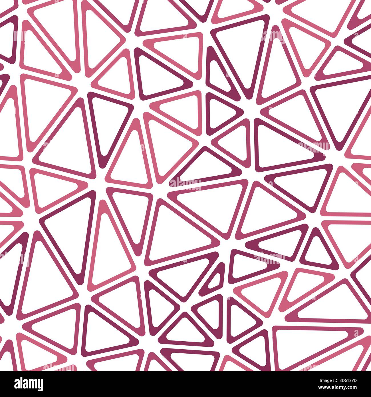 Abstract vector background. Medium triangles size. Monotone style. Rounded triangular cells outlined. Repeatable pattern. Berry Burst. Stock Vector