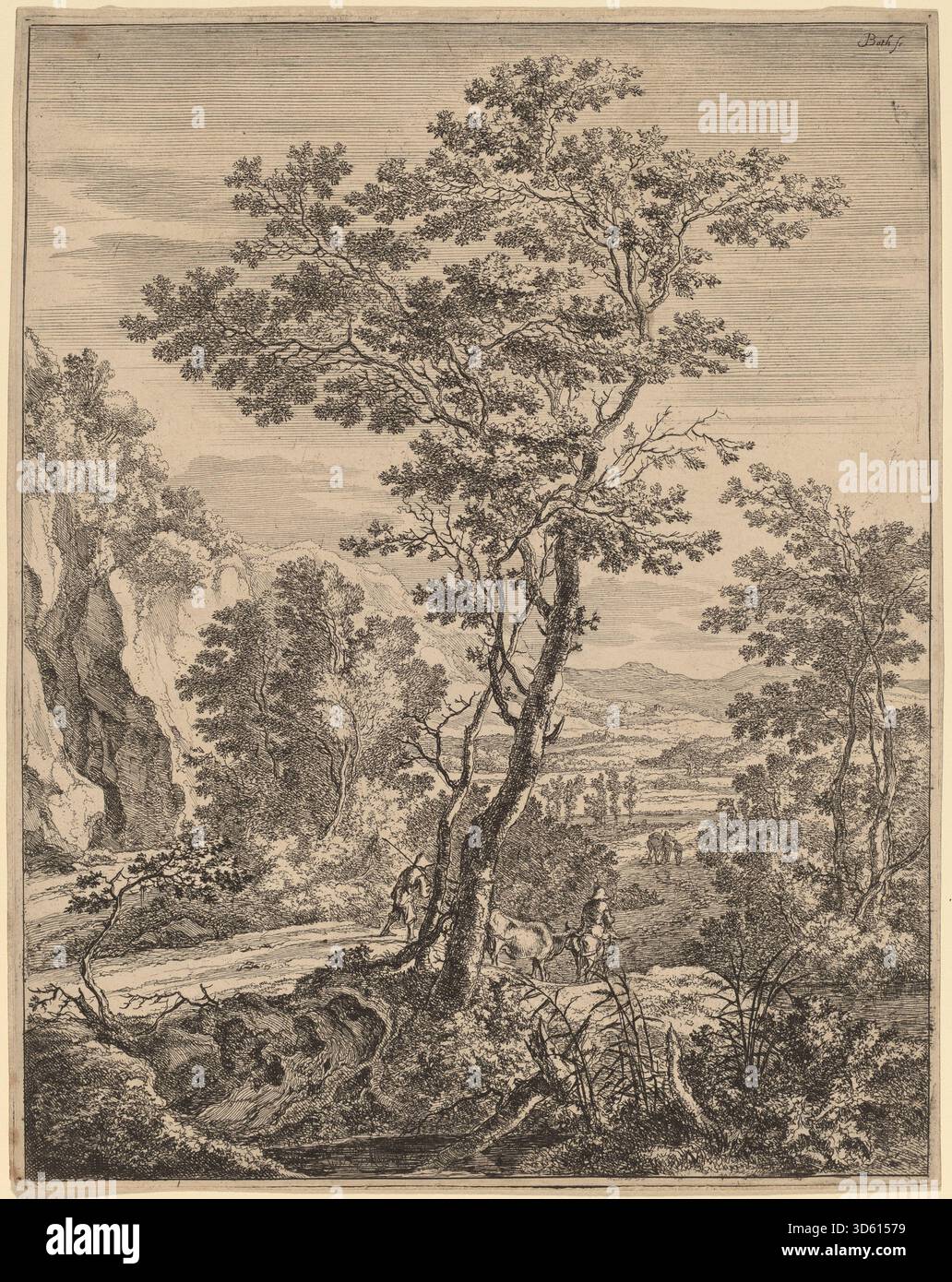 Promonient Tree A painting by Jan Both depicting 'The Large Tree,' with a prominent ...