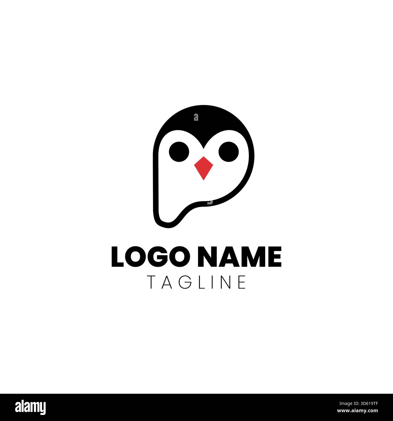 letter P penguin logo design vector Stock Vector