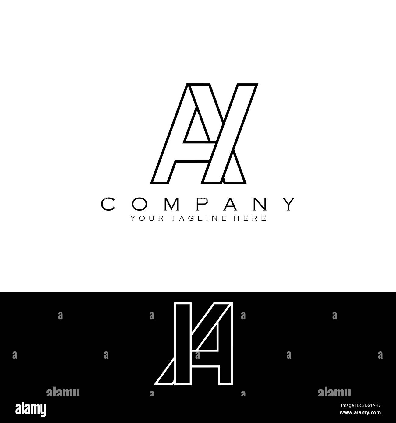 initial letter AH line simple logo design vector Stock Vector