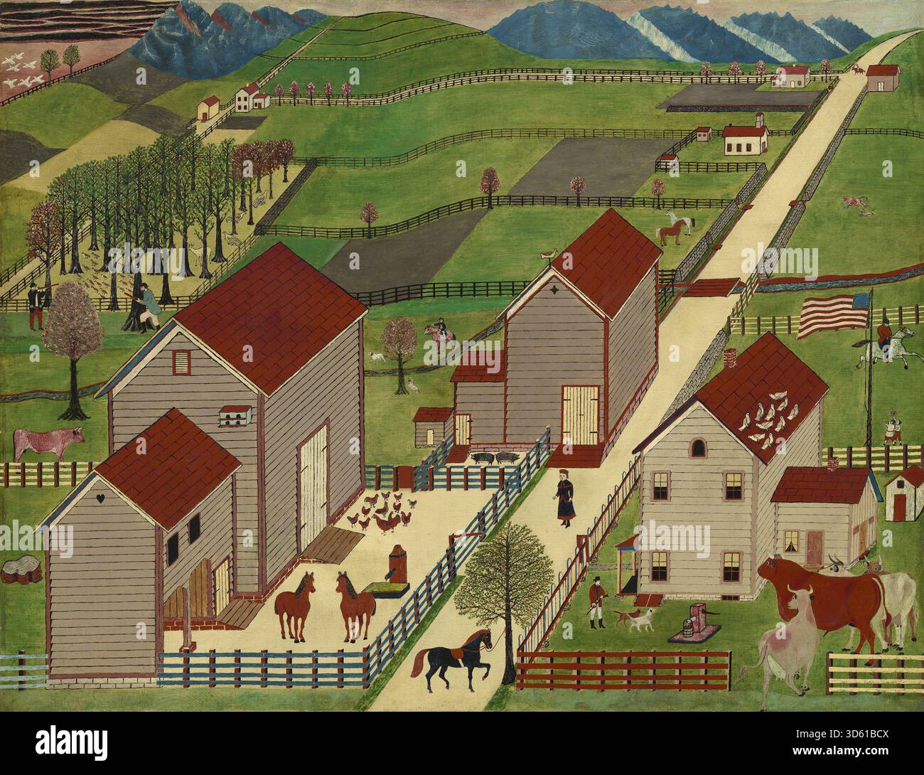 This late 19th-century drawing shows Mahantango Valley Farm in America ...