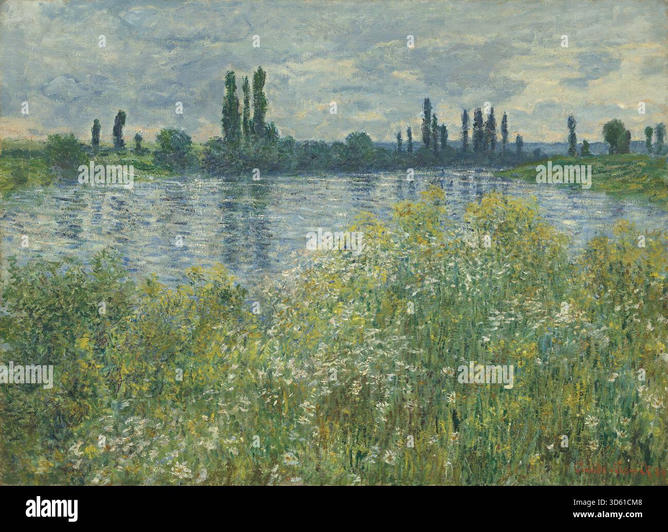 Painting claude monet the seine at vétheuil hi-res stock