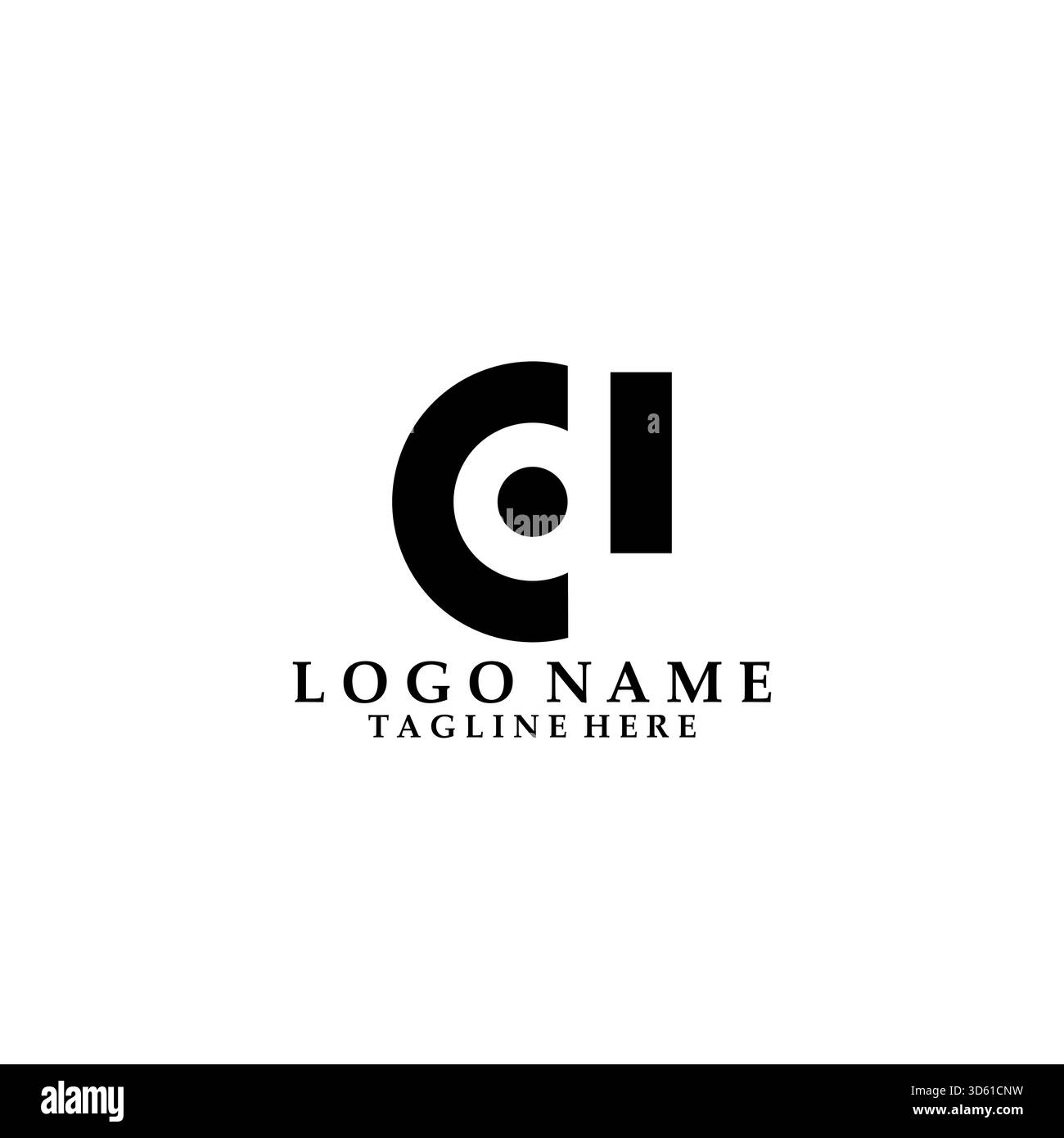 initial letter CD negative space logo design vector Stock Vector