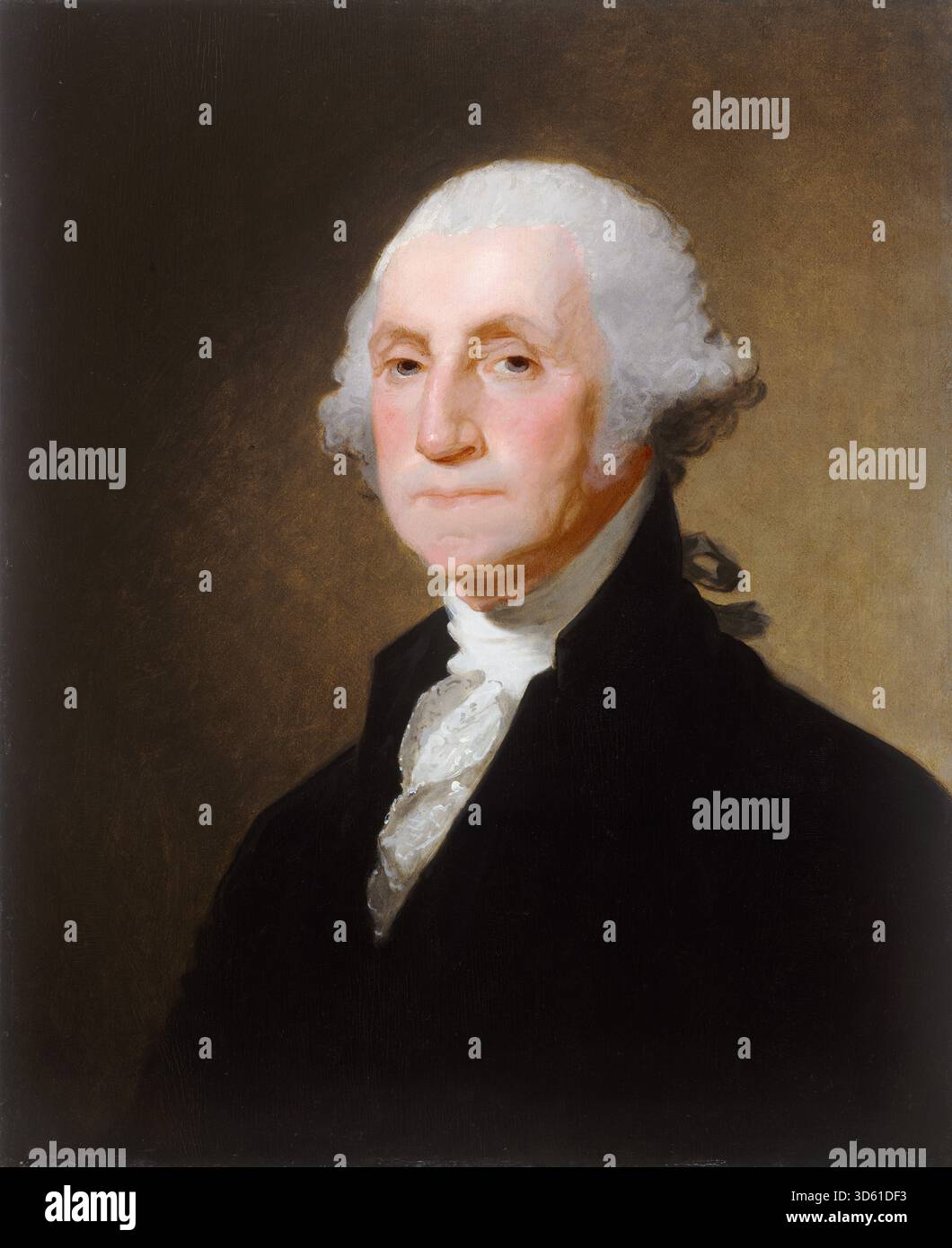 George Washingtoad Realistic Oil on wood painting of George Washington, showing formal attire ...