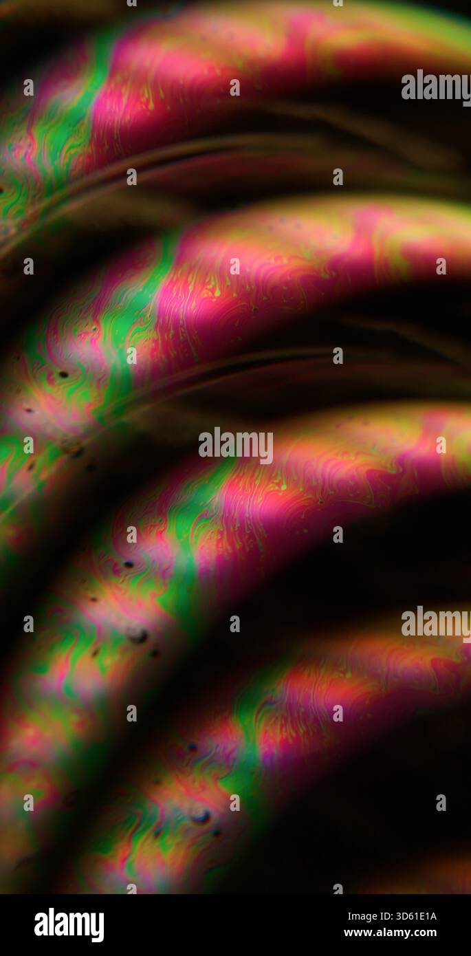 Bubbling Ink Texture Defocused oil mix. Chemical art. Green purple neon color flow texture ...