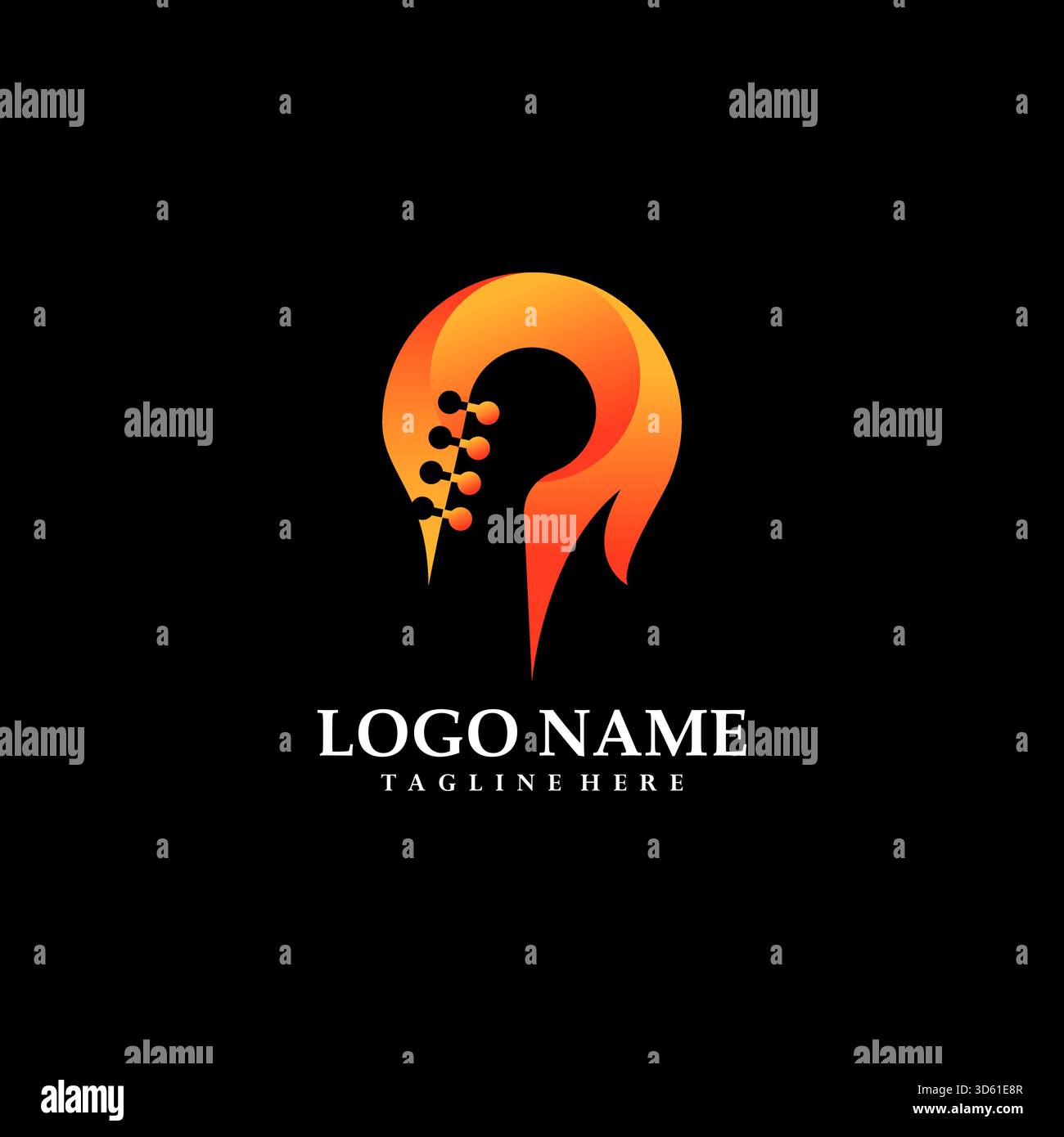 fire guitar logo design vector Stock Vector