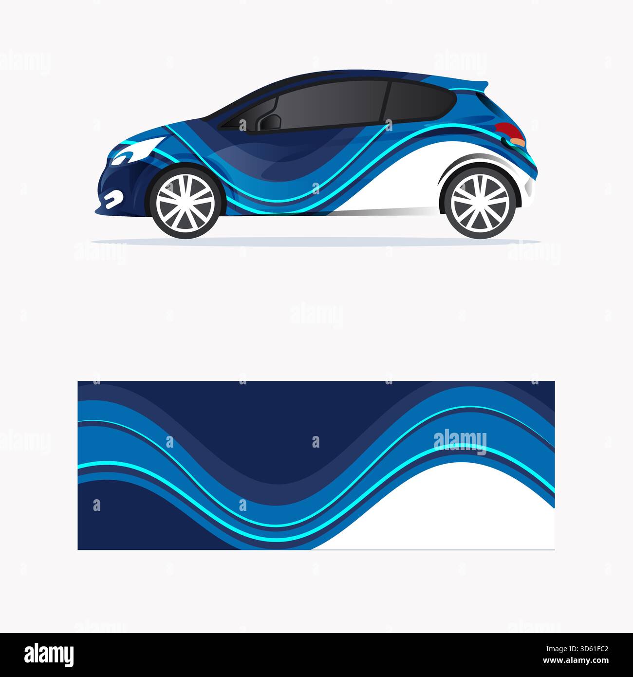creative blue black wrapping car decal elegant concept design Stock Vector