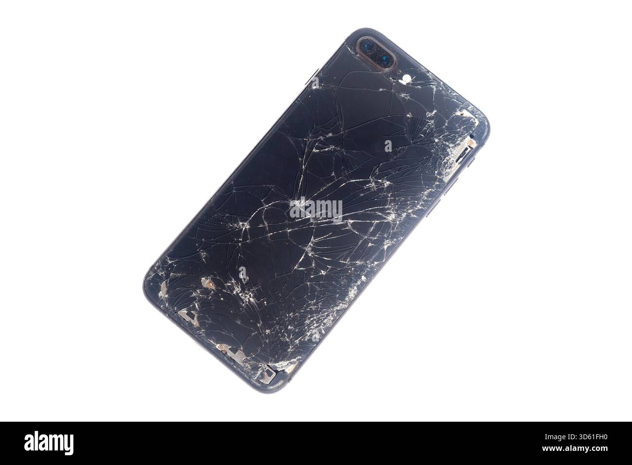 Cracked mobile phone display screen Stock Photo