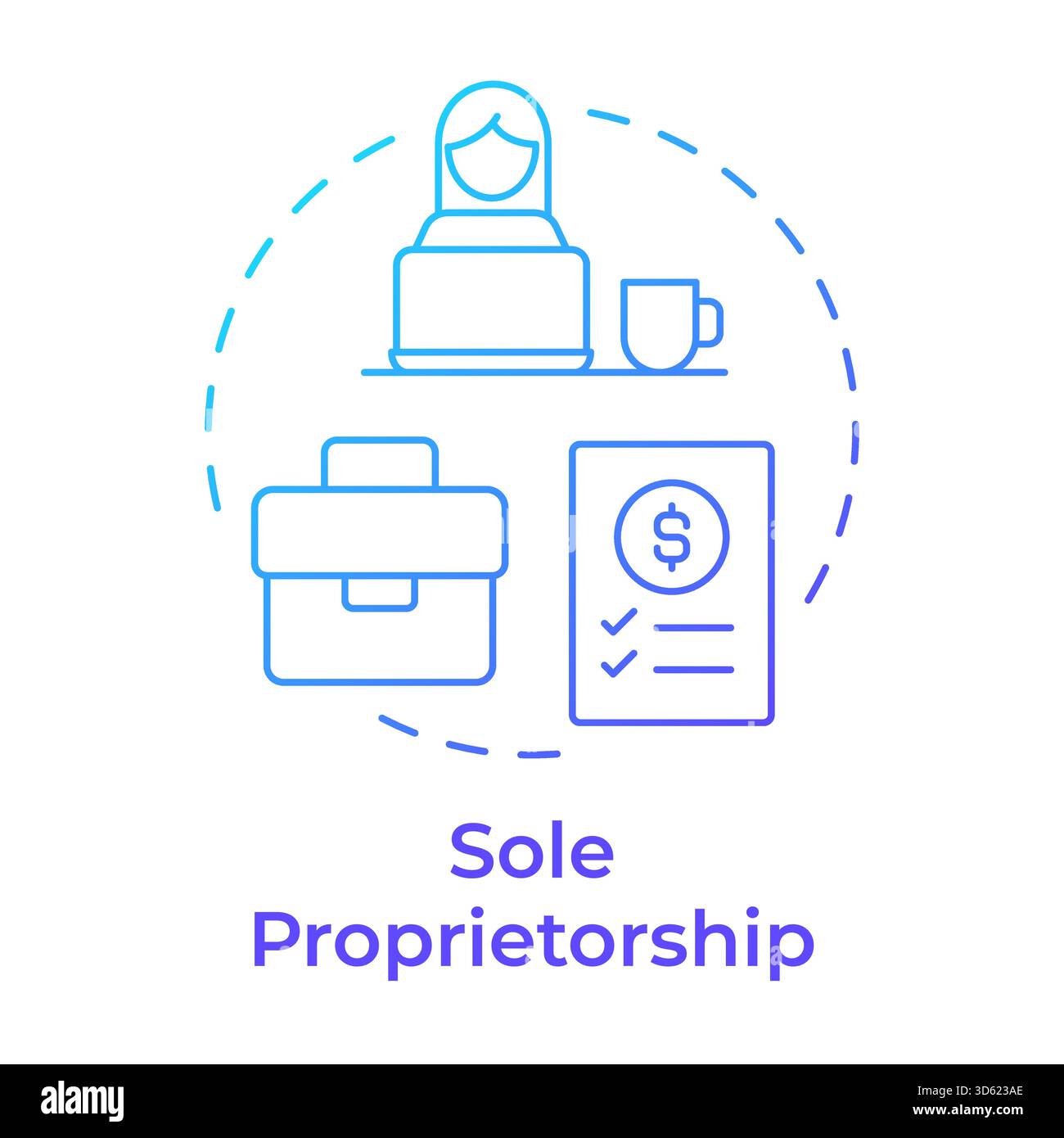 Sole proprietorship blue gradient concept icon Stock Vector