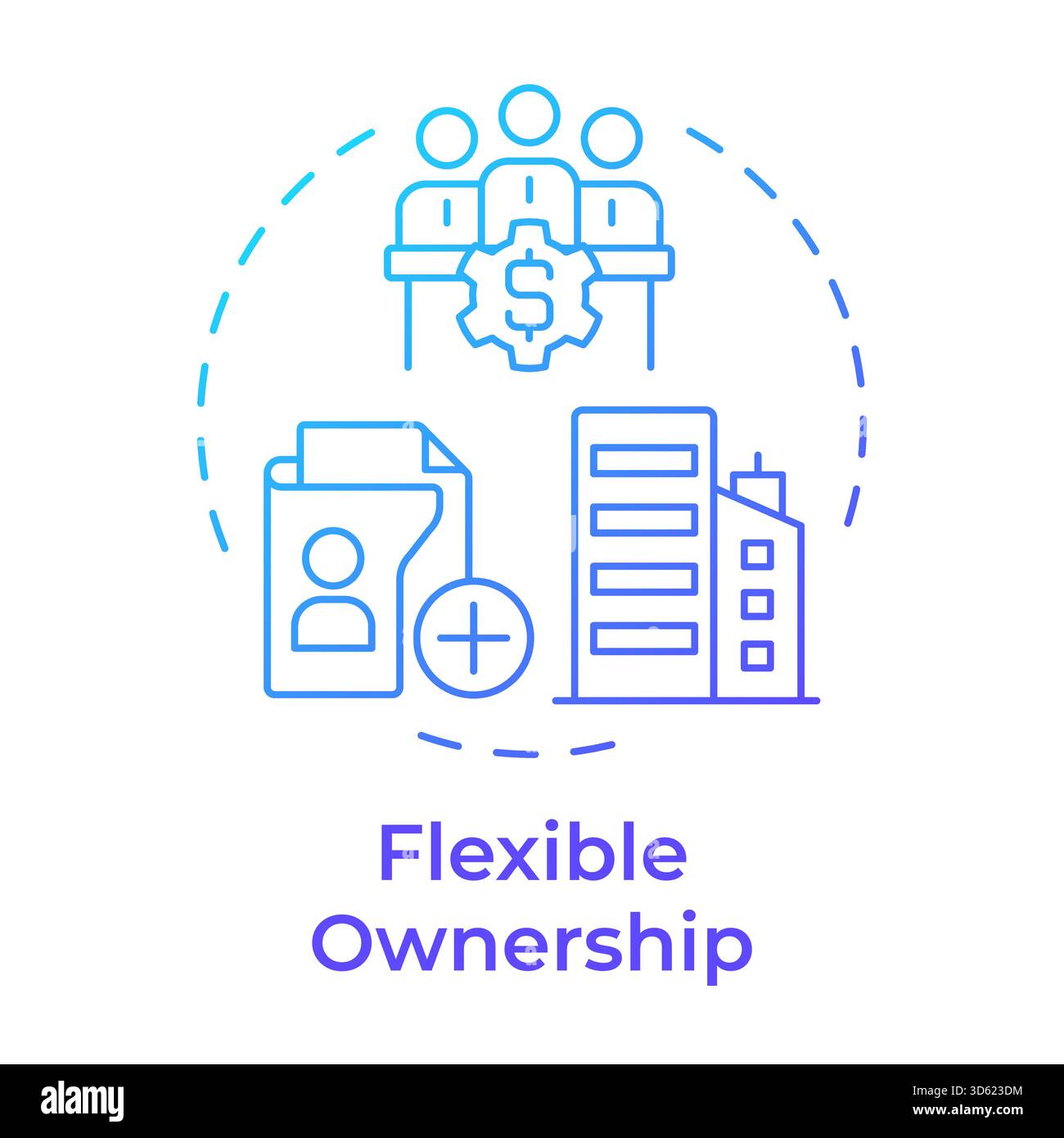 Flexible ownership blue gradient concept icon Stock Vector
