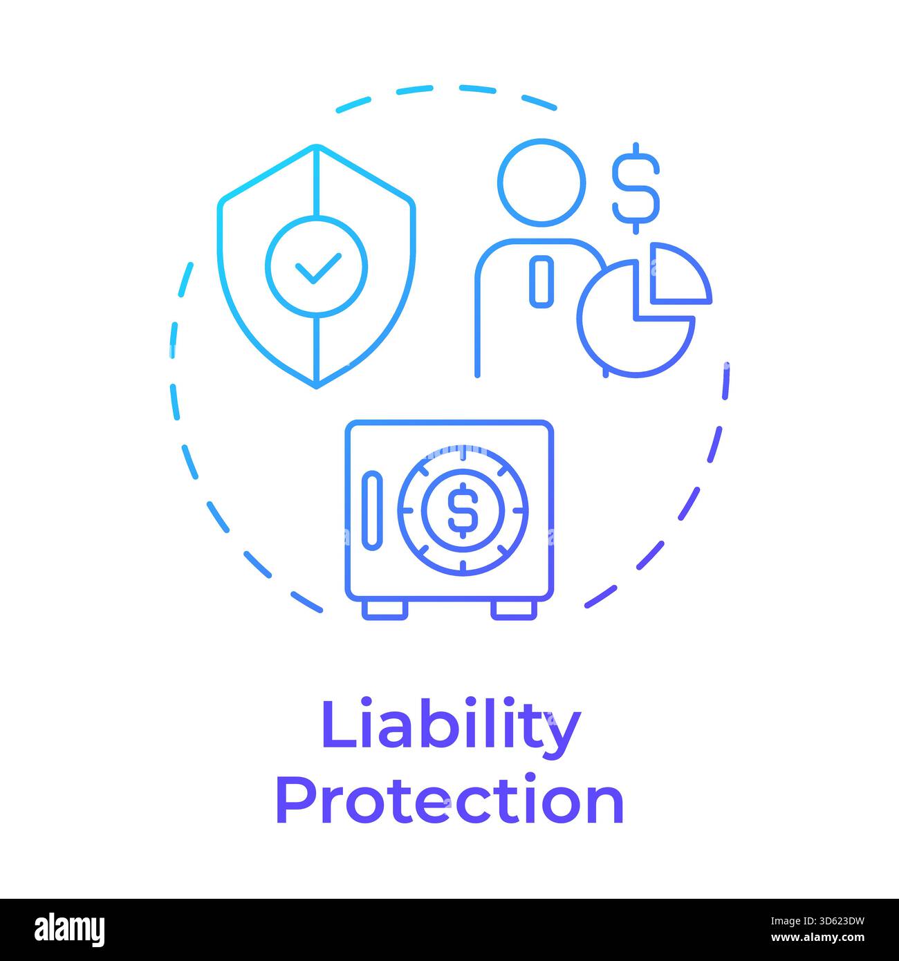 Liability protection blue gradient concept icon Stock Vector