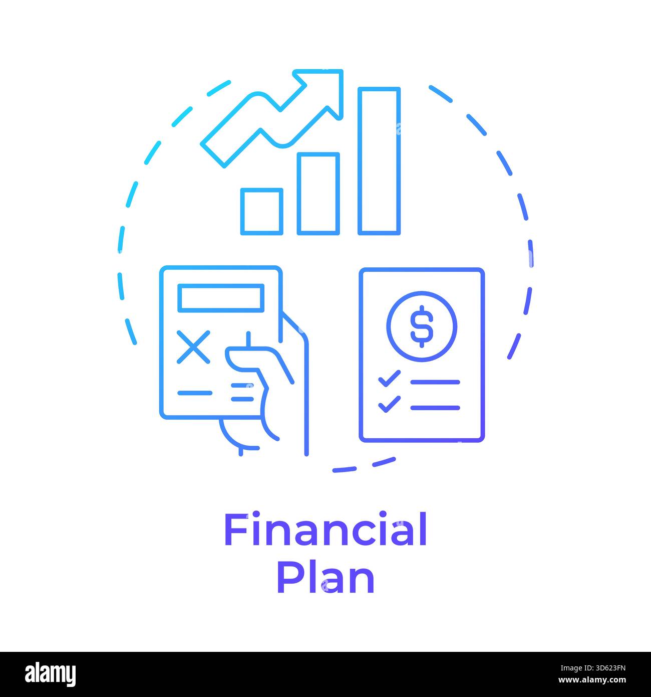 Financial plan blue gradient concept icon Stock Vector