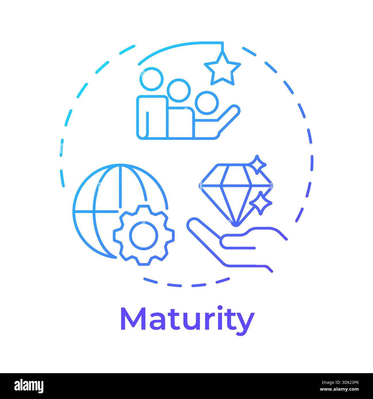 Maturity blue gradient concept icon Stock Vector