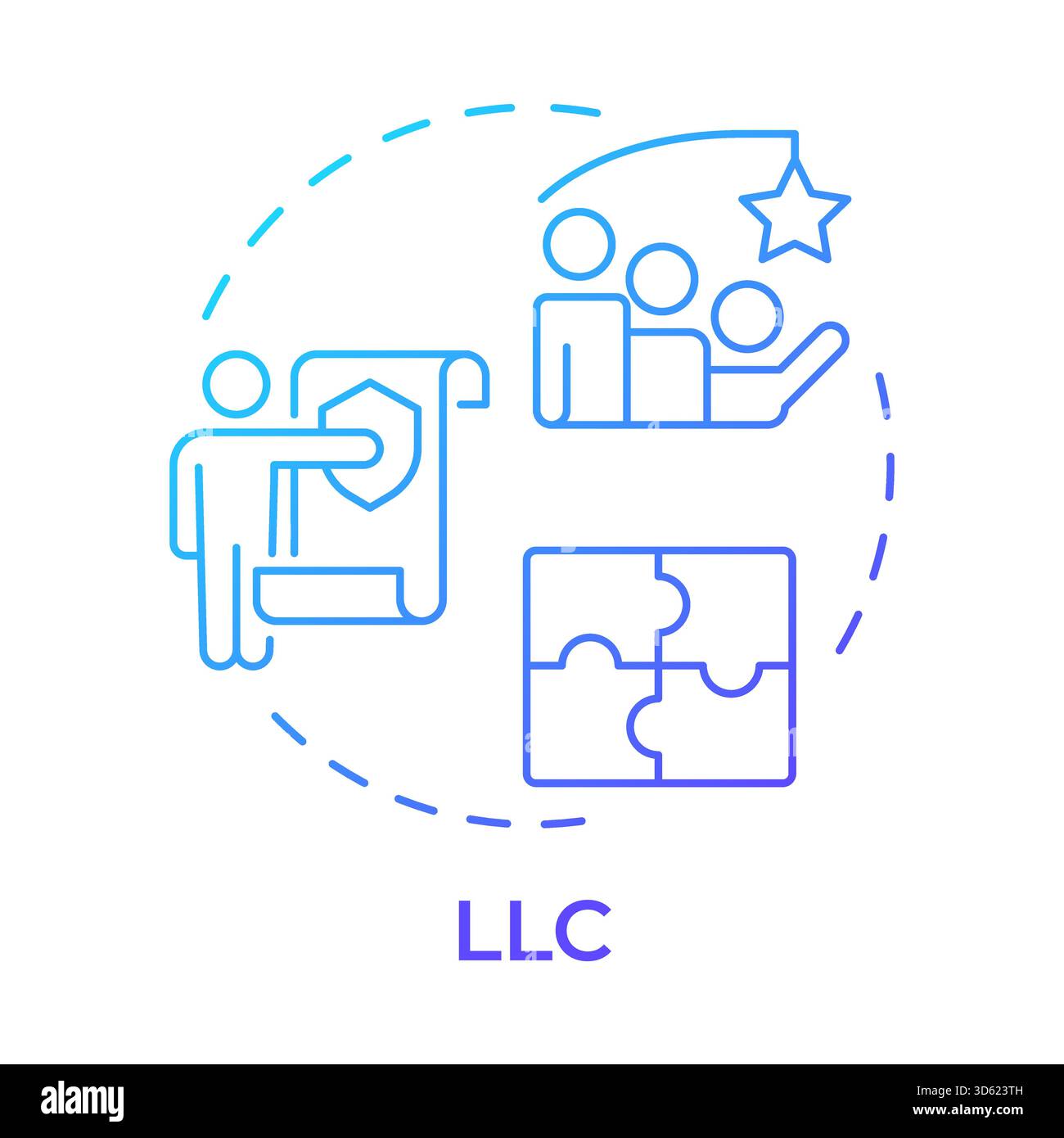 LLC blue gradient concept icon Stock Vector