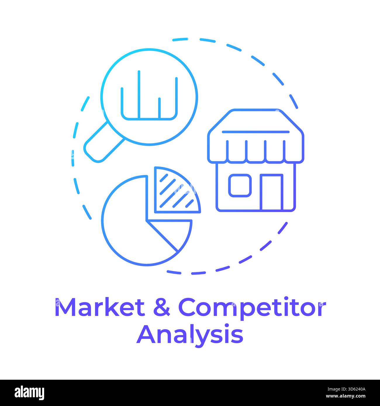 Market and competitor analysis blue gradient concept icon Stock Vector