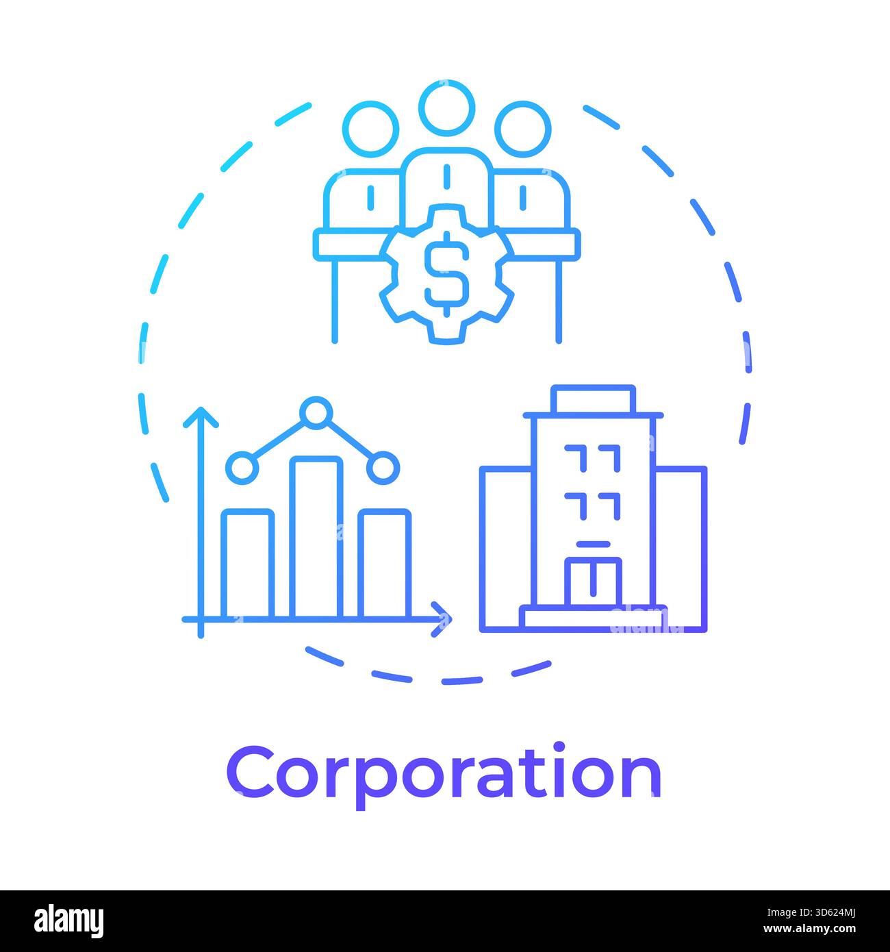 Corporation blue gradient concept icon Stock Vector