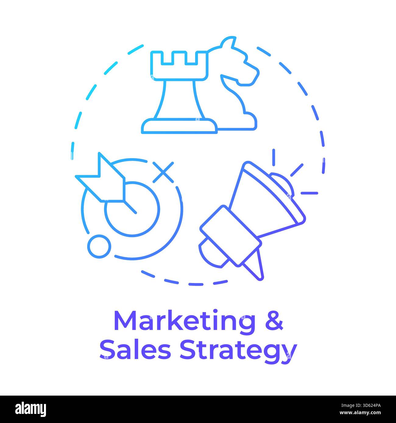 Marketing and sales strategy blue gradient concept icon Stock Vector ...
