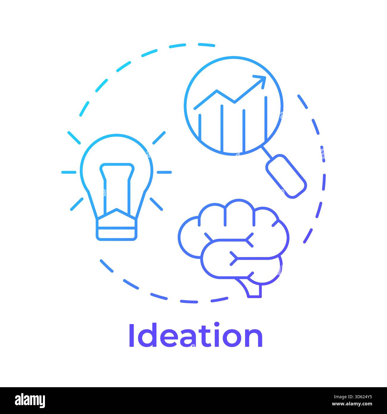 Ideation blue gradient concept icon Stock Vector