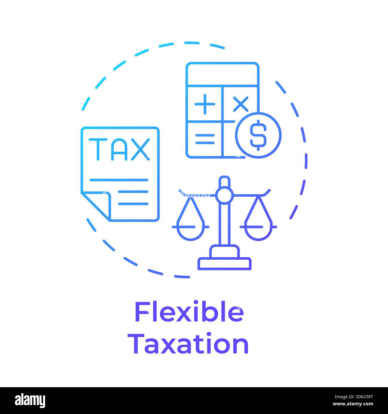 Flexible taxation blue gradient concept icon Stock Vector