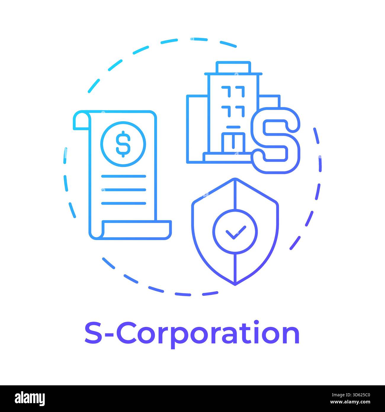 S corporation blue gradient concept icon Stock Vector