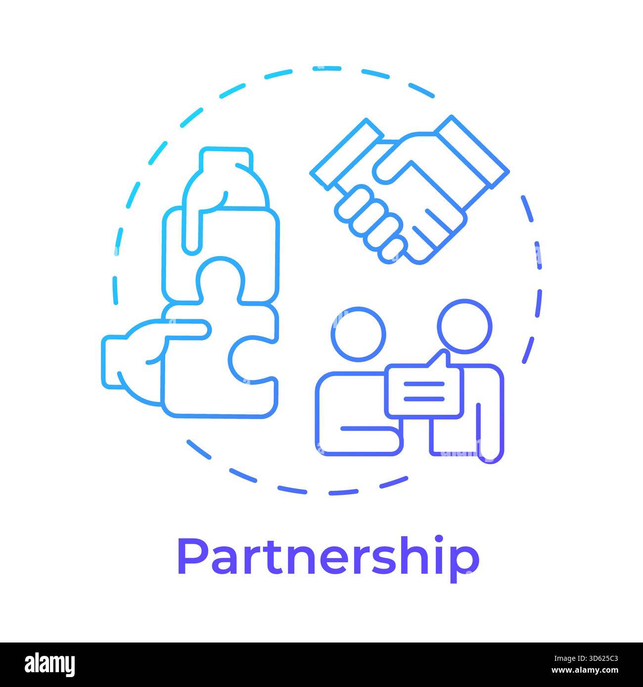 Partnership blue gradient concept icon Stock Vector