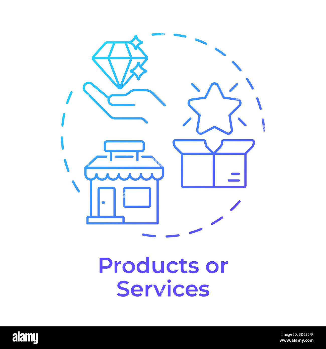 Products and services blue gradient concept icon Stock Vector