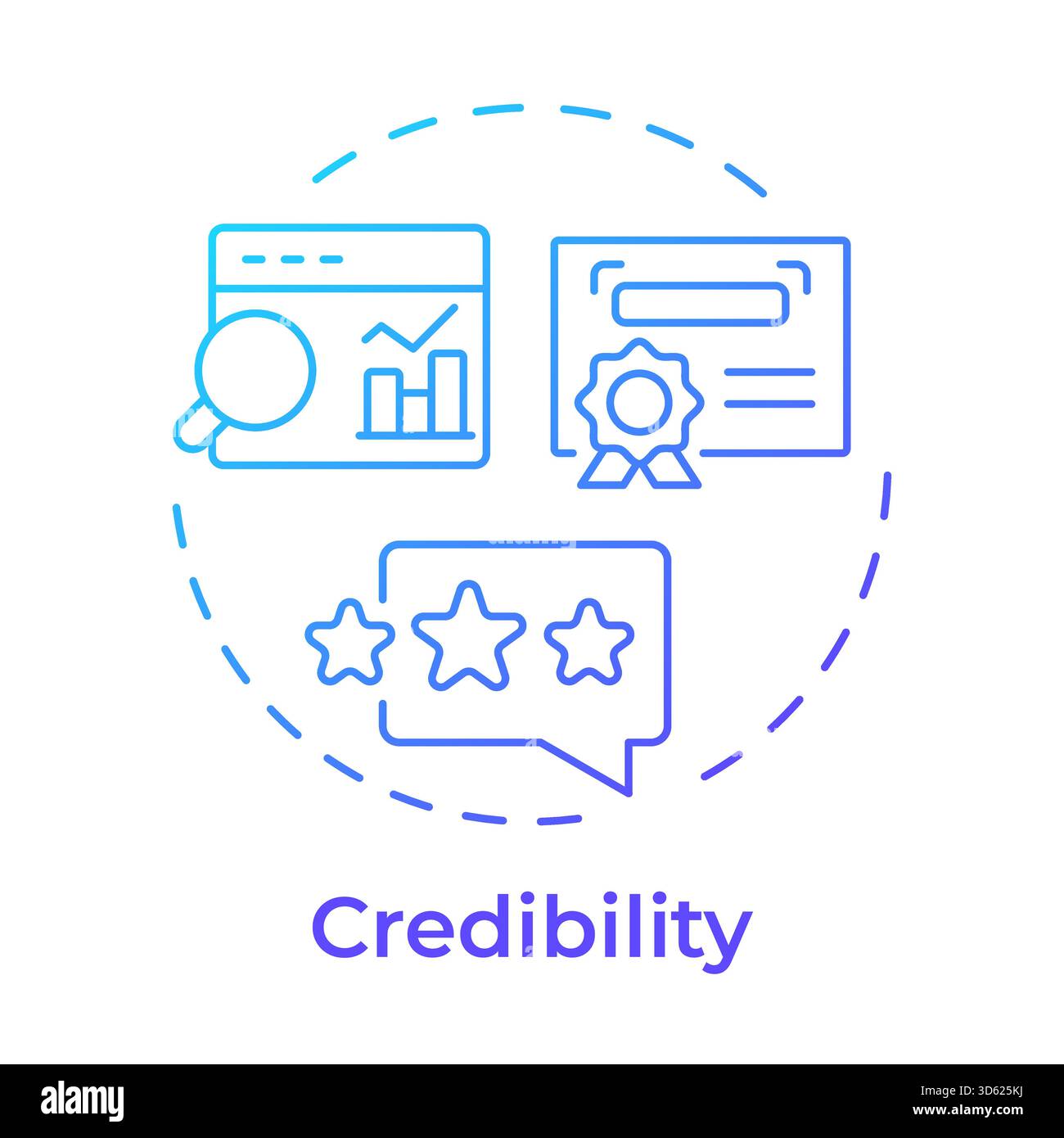 Credibility blue gradient concept icon Stock Vector