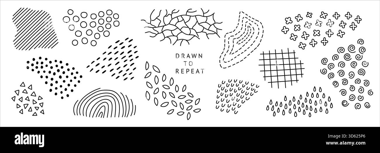 Abstract Surface Design Hand-drawn decorative seamless texture element collection for abstract ...