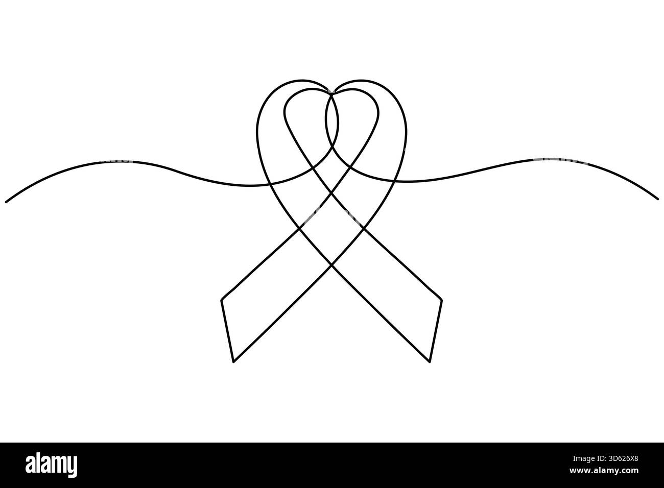 Awareness ribbon continuous line drawing white background outline ...