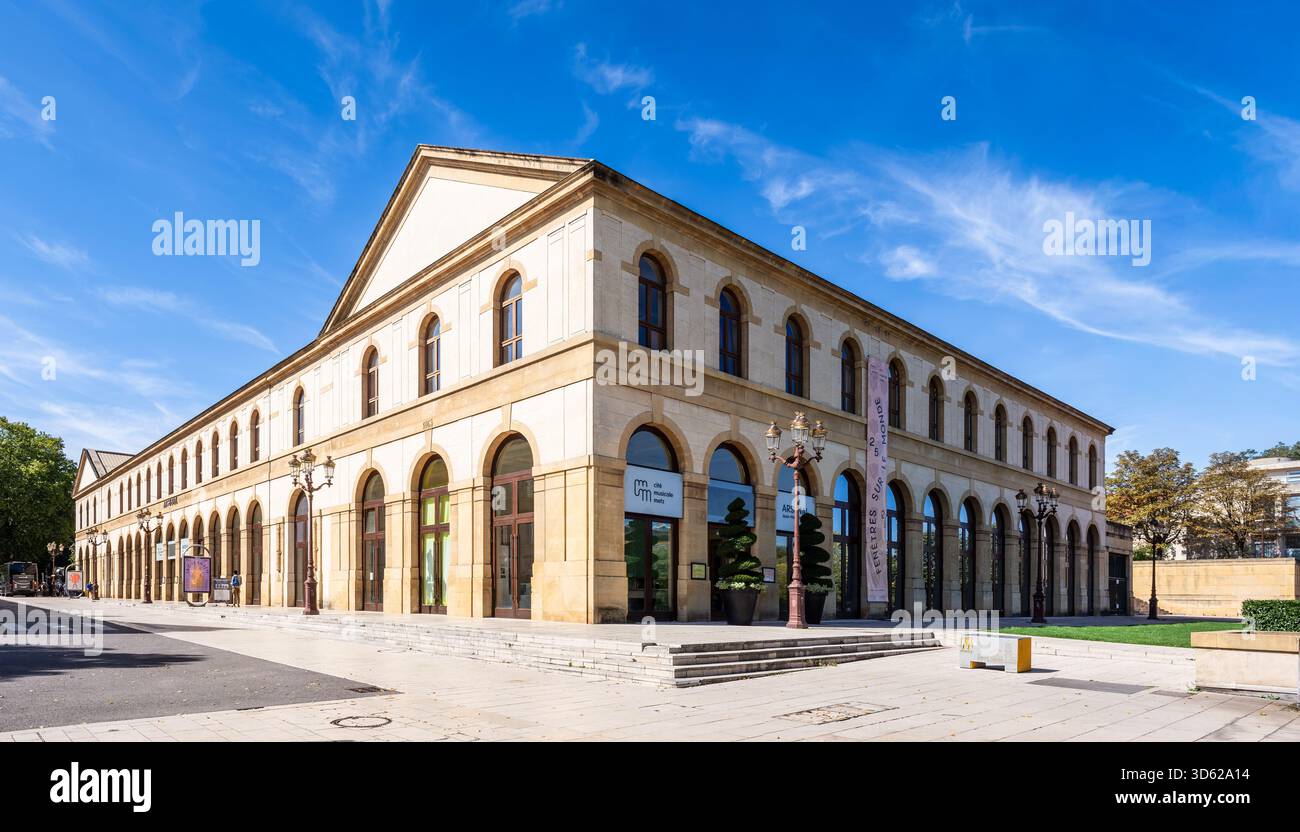 Panoramic view of the Arsenal music center in Metz, France, a former military building converted into a complex of auditoriums and exhibition halls. Stock Photo