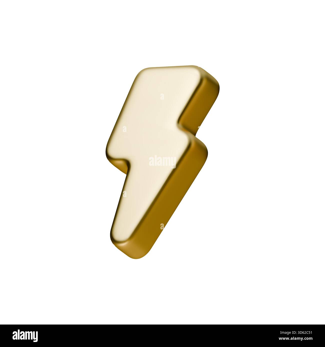Glossy 3D gold lightning icon with smooth metallic surface. bright ...