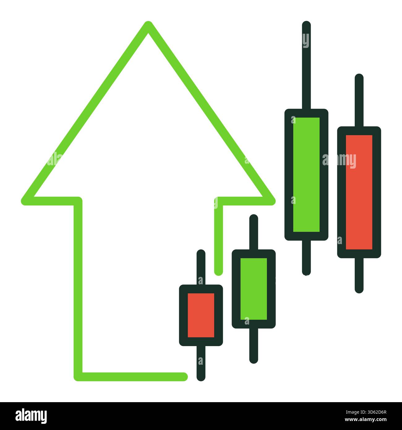 Candlestick Graphic and Arrow vector Candlestick Chart concept colored ...