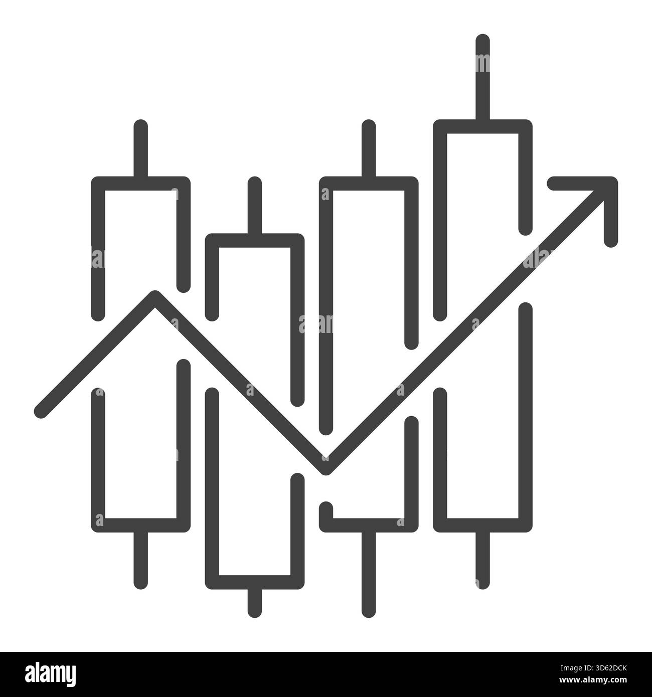 Candlestick Chart with Uprising Arrow vector Market Data concept ...