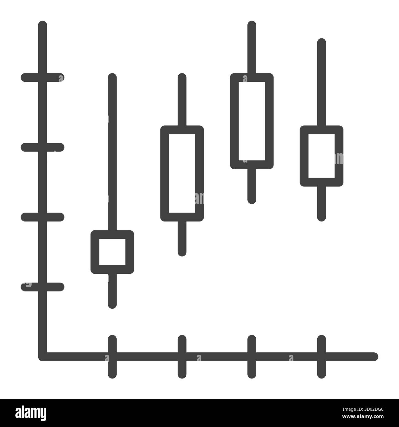 Candlestick Chart vector Market Data concept simple outline icon or ...