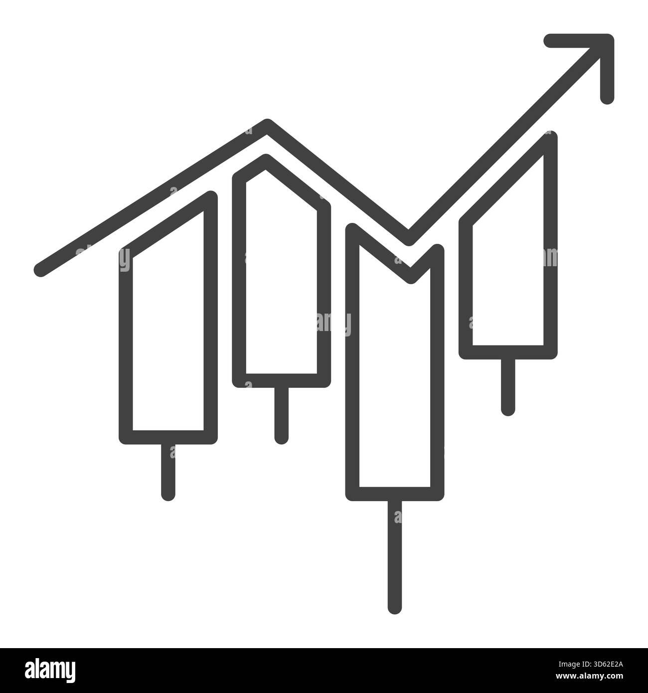 Trading Analysis vector Candlestick Chart with arrow concept icon or ...