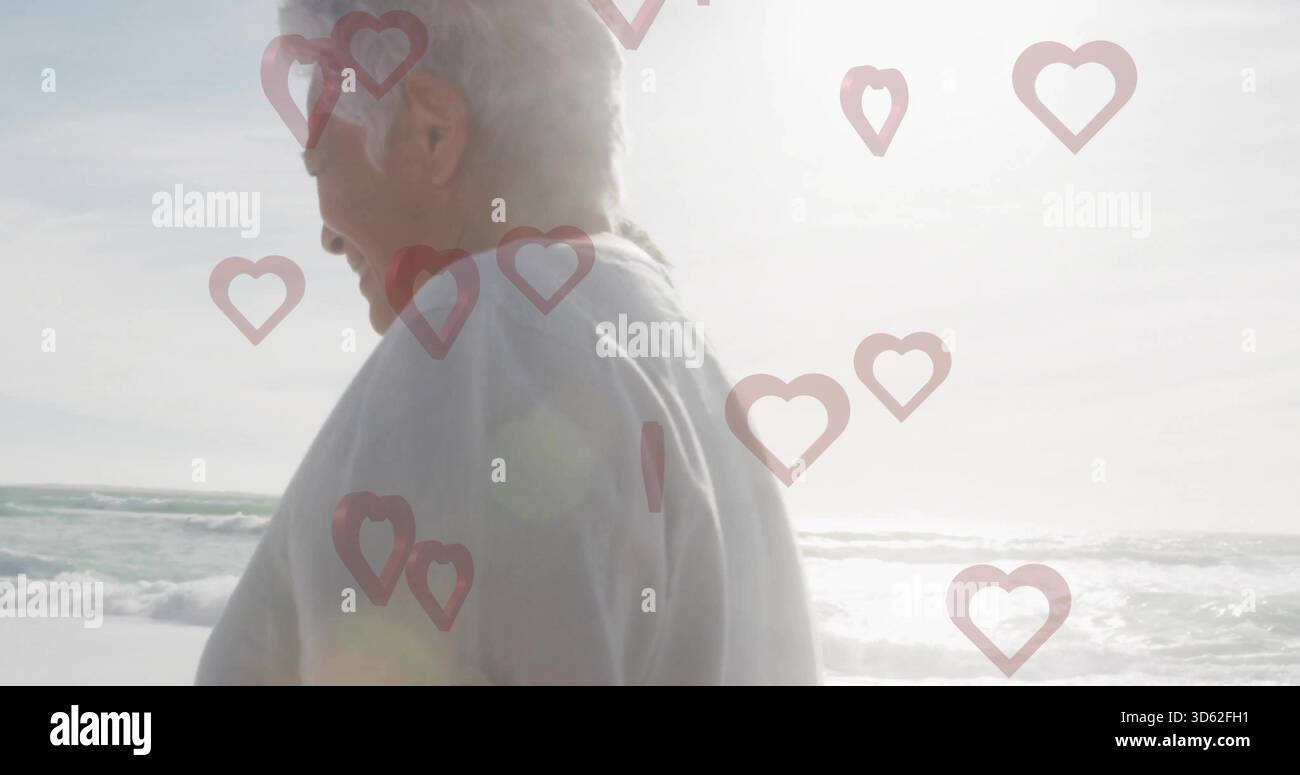 Woman pausing walking ocean overlay hi-res stock photography and images ...
