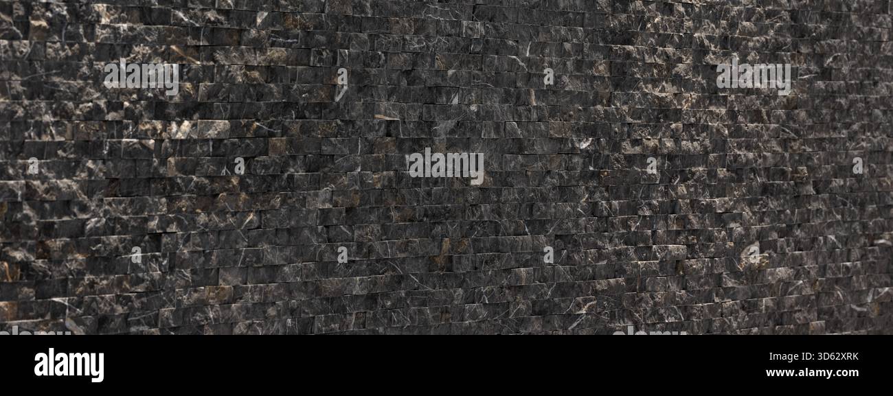 Gray modern panoramic close up view stone wall as wallpaper or texture for the background Stock Photo