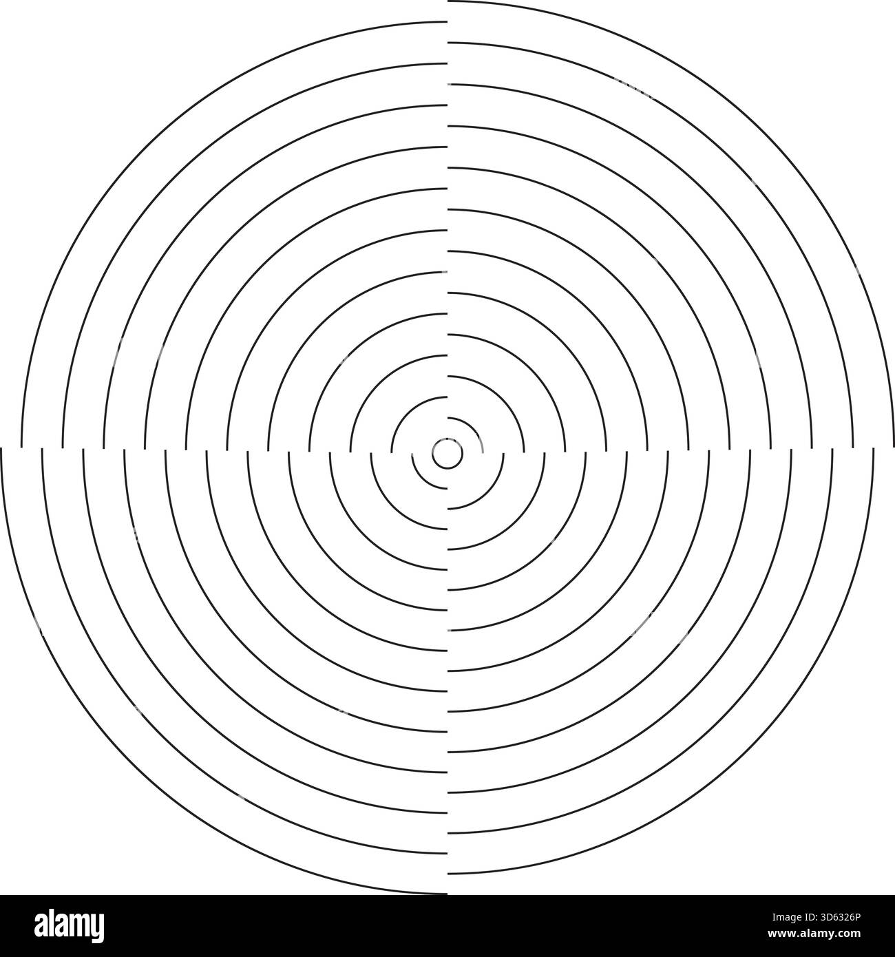 Circular ripple sign. Concentric circles with broken lines isolated on ...
