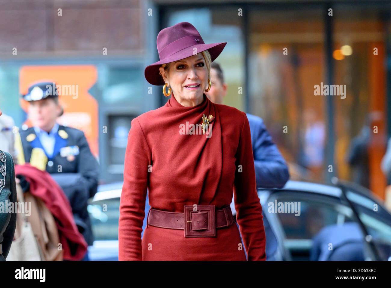 Queen Maxima at the opening of the circular wooden residential building ...
