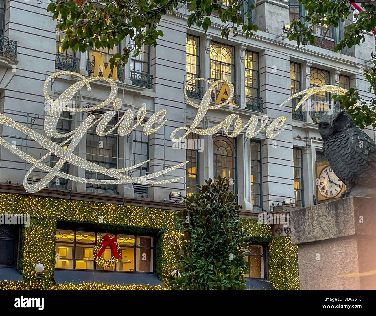 Macy's holiday decorations are always a popular tourist stop in Herald Square, New York City, USA  2025 - Smartphone Captured Stock Image