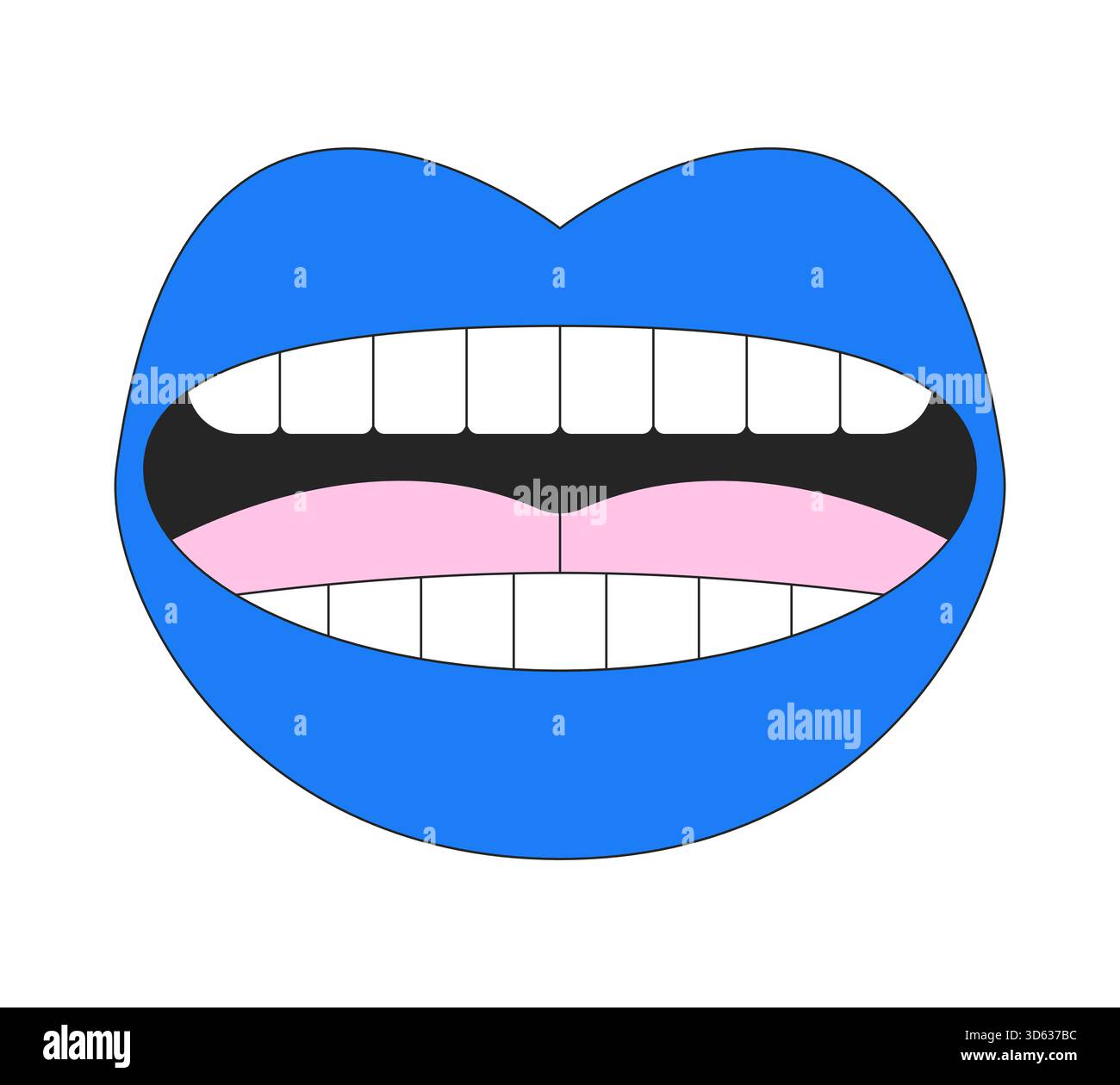 Talking blue mouth with visible teeth 2D cartoon object Stock Vector