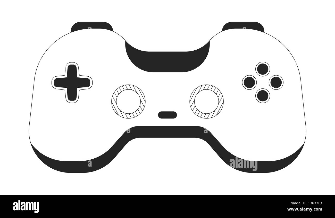 Stylized retro game controller 2D line object Stock Vector