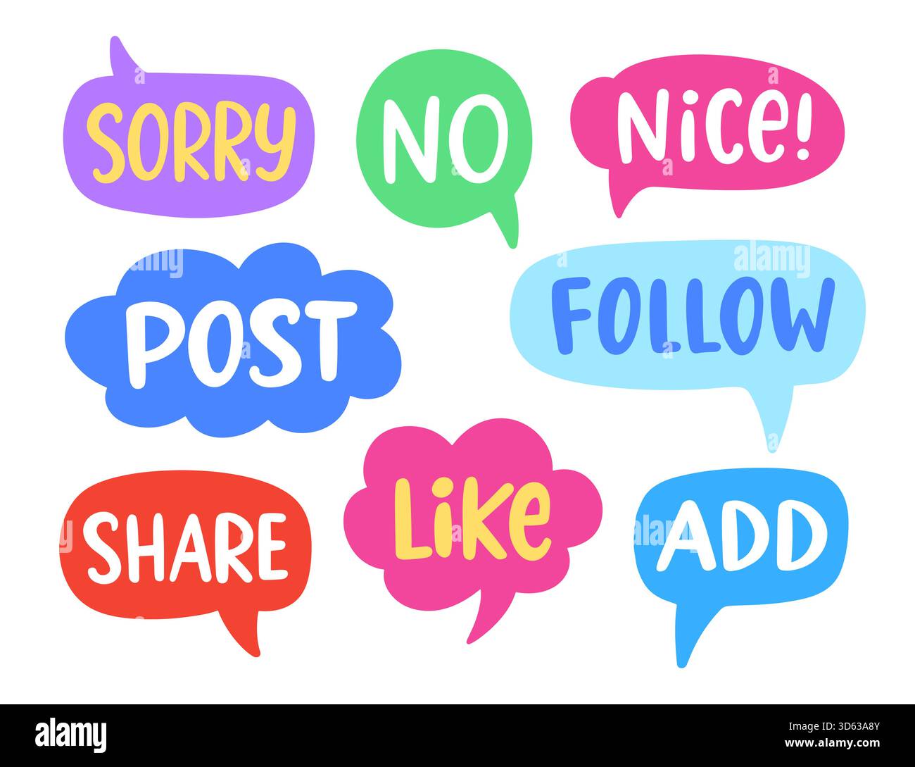Chat Bubbles Social Media Message Speech Clouds Stock Vector