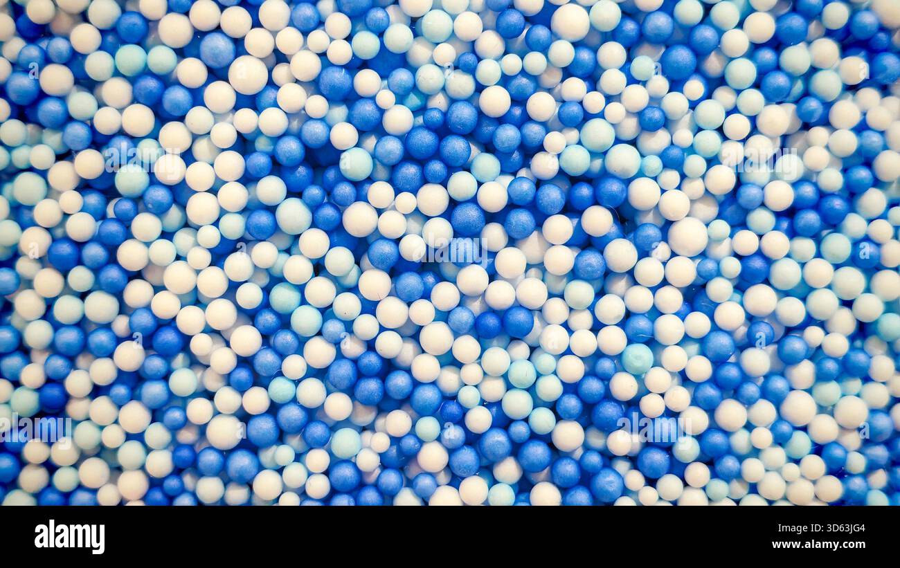 Vibrant Blue and White Polystyrene Foam Beads Texture Background Stock Photo
