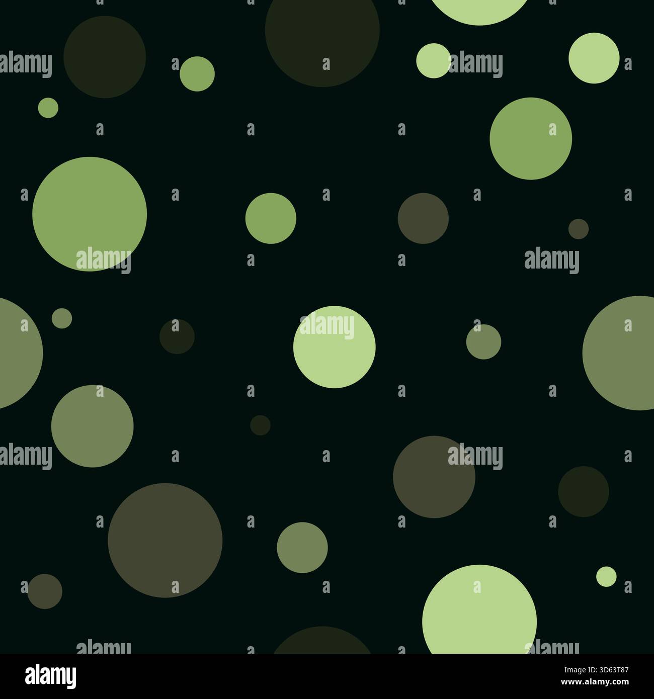 Green Dot Seamless Pattern With Black Background Stock Vector