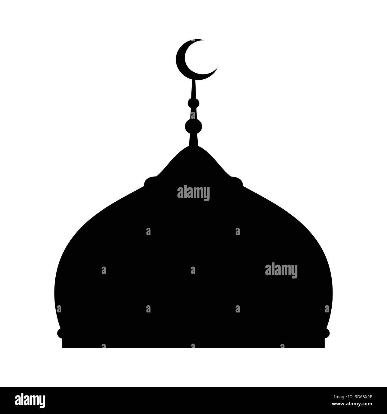 Islamic Mosque Dome Silhouette with Crescent Moon Stock Vector