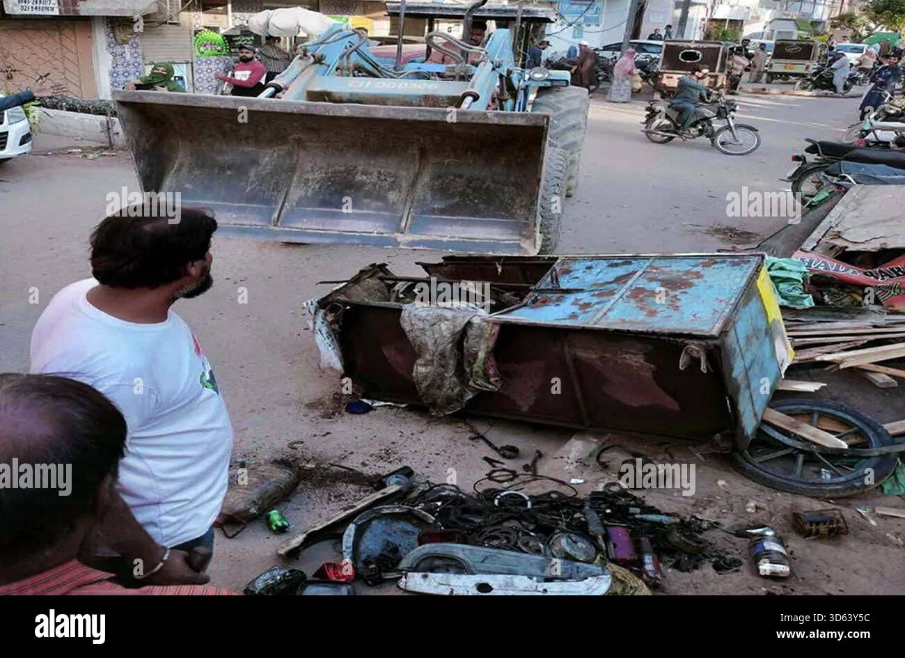 Anti encroachment operation in progress removing illegal encroachment ...