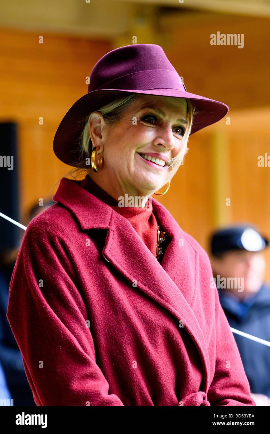 Queen Maxima at the opening of the circular wooden residential building ...