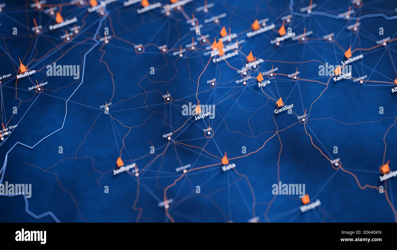 Visual Map Data Jaipur map big data visualization. Futuristic map infographic of city ...